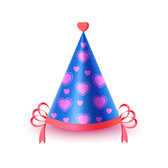 Festive Cap With Hearts Isolated Illustration