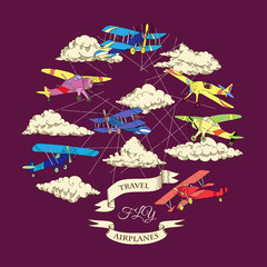 Background with Colored Airplanes