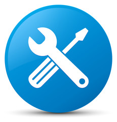 Tools icon cyan blue round button