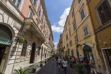 View of old cozy street in Rome, Italy. Architecture and landmar