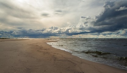 Windy cloudy day at the Baltic bay, Vidzeme, Latvia