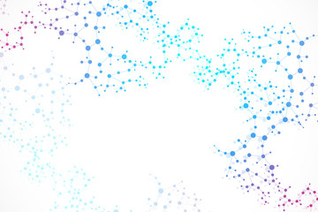 Structure molecule and communication. Dna, atom, neurons. Scientific concept for your design. Connected lines with dots. Medical, technology, chemistry, science background. Vector illustration.