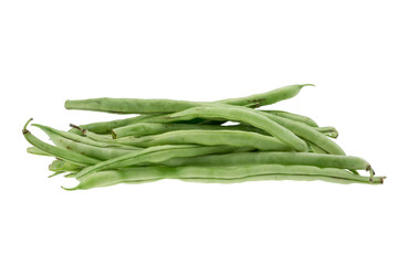 green beans on white background