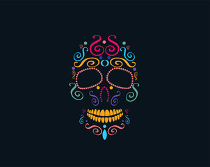 Skull vector ornament for fashion design, Mexican fiesta, Day of dead