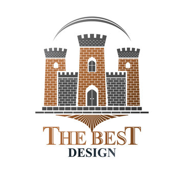 Ancient Bastion emblem. Heraldic vector design element. Retro style label, heraldry logo. Antique logotype on isolated white background.