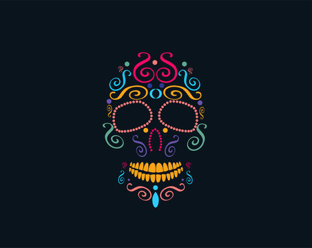 Skull vector ornament for fashion design, Mexican fiesta, Day of dead