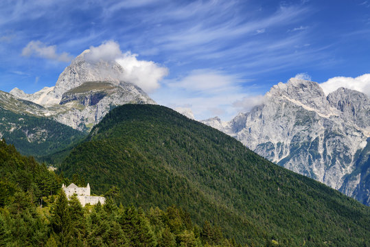 High mountains and ancient fort