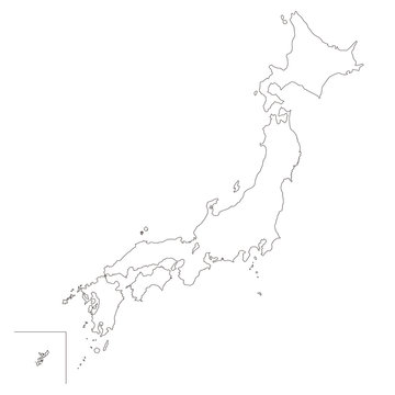 Fototapeta 日本地図　白地図