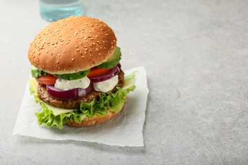 Delicious burger with vegetables