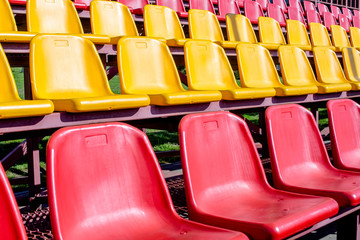 Plastic seat spectator stands for the football stadium 