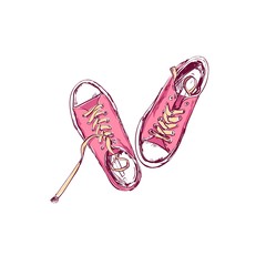 Sneakers. Vector hand drawn illustration. Sketch style. isolated on white