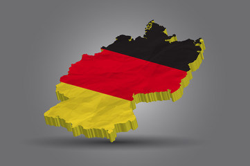 German Map Vector. German 3d map with flag