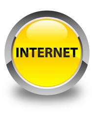 Internet glossy yellow round button