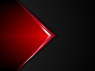 Black and red metal background. Vector metallic banner. Abstract technology background