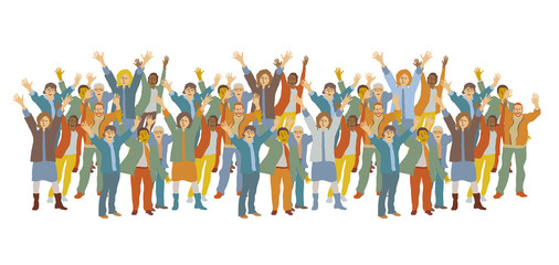 Naklejka premium Horizontal big group happy people.