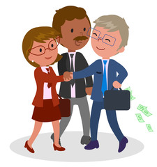 three people teamwork vector illustration