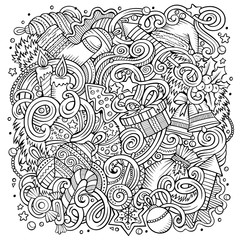 Cartoon cute doodles New Year illustration