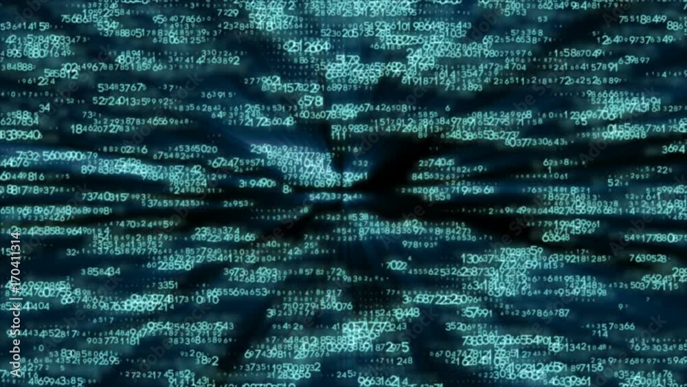 Poster animation of programming on abstract digital screen.