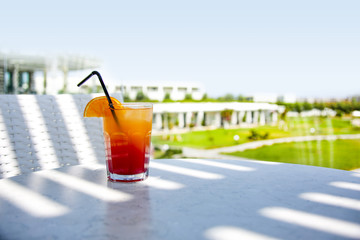 summer time and drink on table 