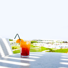 summer time and drink on table 