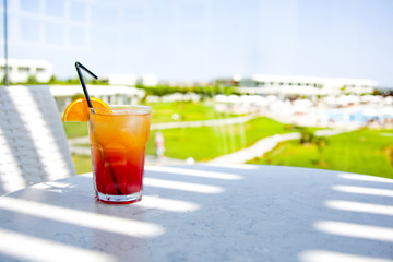 summer time and drink on table 