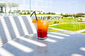 summer time and drink on table 