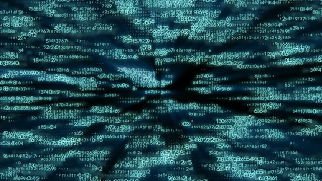 Animation of programming on abstract digital screen.