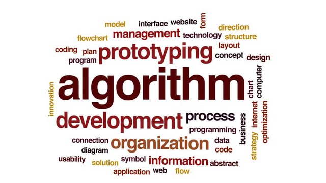 Algorithm animated word cloud, text design animation.