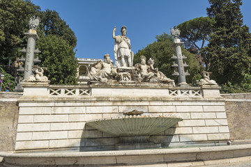 Fototapeta na wymiar Fontana della Dea di Roma, Piazza del Popolo, Rome, Italy
