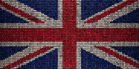 Union Jack Flag made from Bolts Nuts Screws
