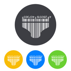 Icono plano codigo de barras calzoncillos en circulo varios colores