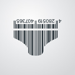 Icono plano codigo de barras calzoncillos en fondo degradado