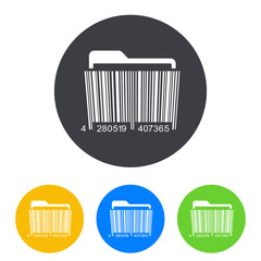 Icono plano codigo de barras expediente en circulo varios colores