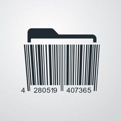 Icono plano codigo de barras expediente en fondo degradado