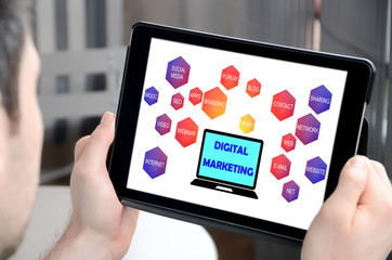 Fototapeta na wymiar Digital marketing concept on a tablet