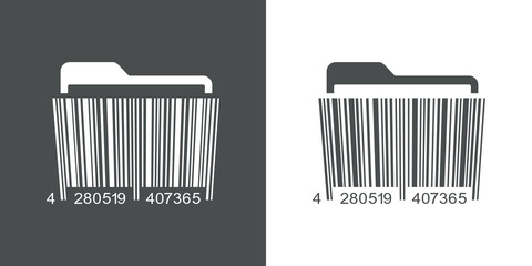 Icono plano codigo de barras expediente gris y blanco