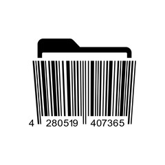 Icono plano codigo de barras expediente negro en fondo blanco