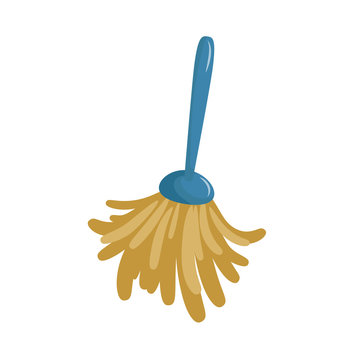 Cartoon simple feather duster icon. Spring cleaning  duster brush icon isolated on white background. Vector illustration.