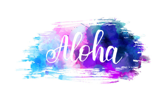 Brushed background with handwritten Aloha text