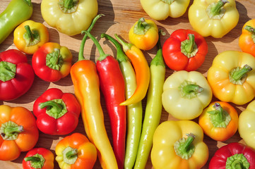 Fresh, organic, colorful peppers
