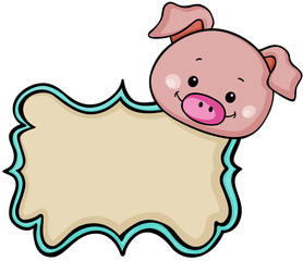 Cute pig label tag
