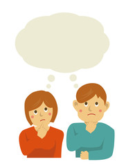 man and woman thinking