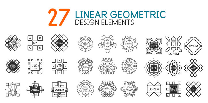 Vector collection of linear geometric monograms for your text.