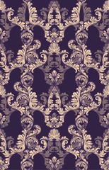 Fototapeta premium Baroque velvet pattern tile background. Rich imperial intricate ornament