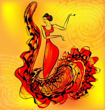 figure of flamenco dancer and music