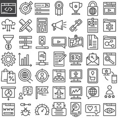 Seo & online marketing line icons set