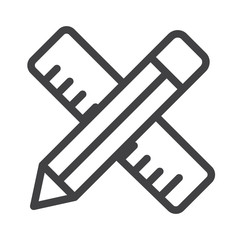 School material pen and ruler line icon