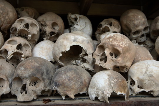 Pile of human skulls