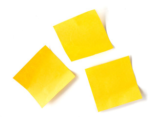 Yellow stick note paper on white background