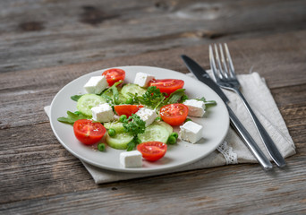 Appetizing greek salad with spices
